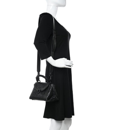 Salvatore Ferragamo Soft Calfskin Laser Cut Sofia Satchel Black 2 of 11