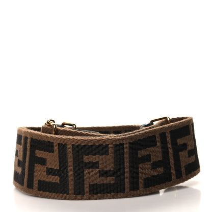 Fendi Jacquard Ribbon Vitello King FF Adjustable Strap You Fango Marrone Black 2 of 5