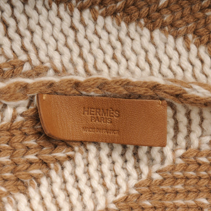 Hermes Cashmere Knit Lambskin Fringe Scarf 4 of 5