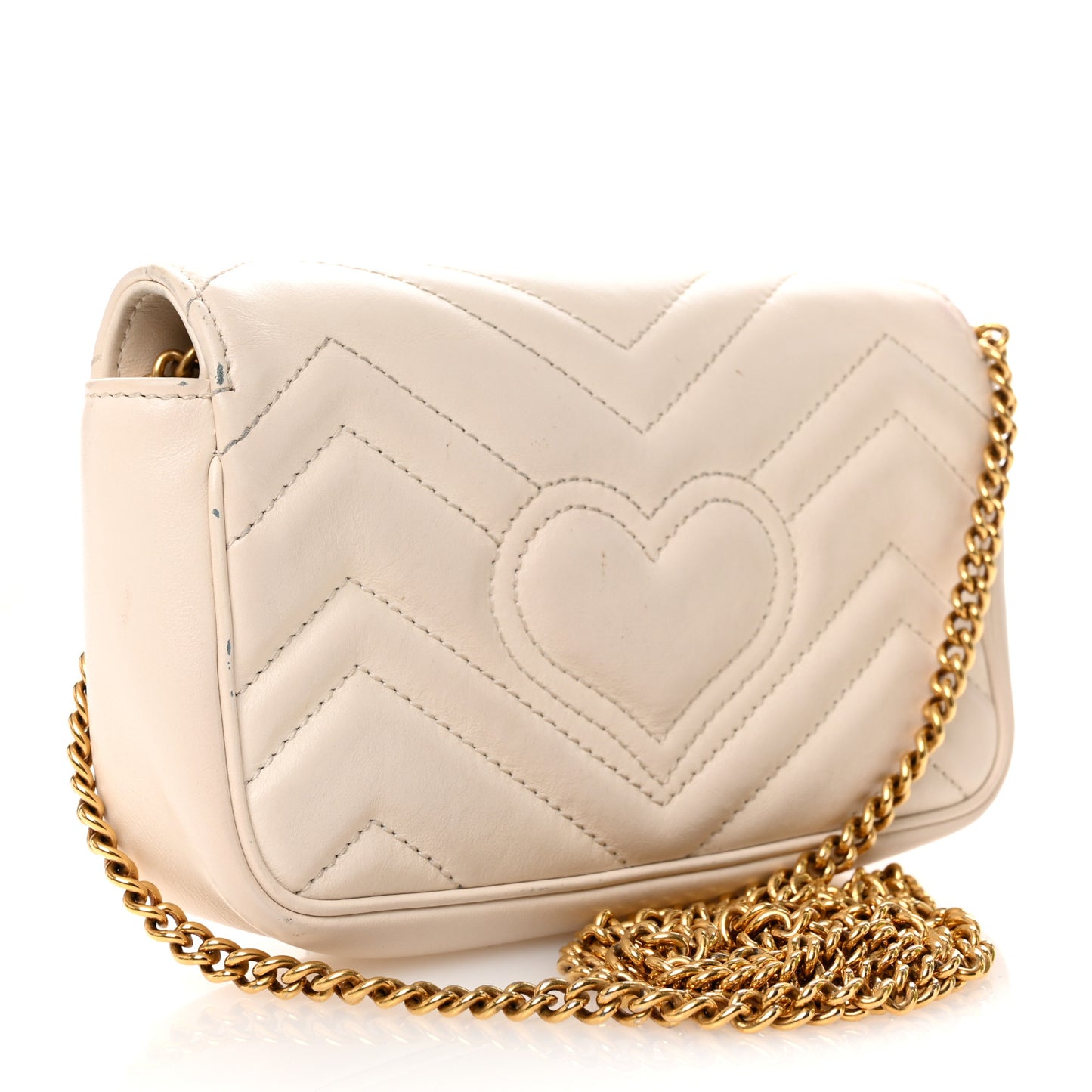 Calfskin Matelasse Super Mini GG Marmont Shoulder Bag White
