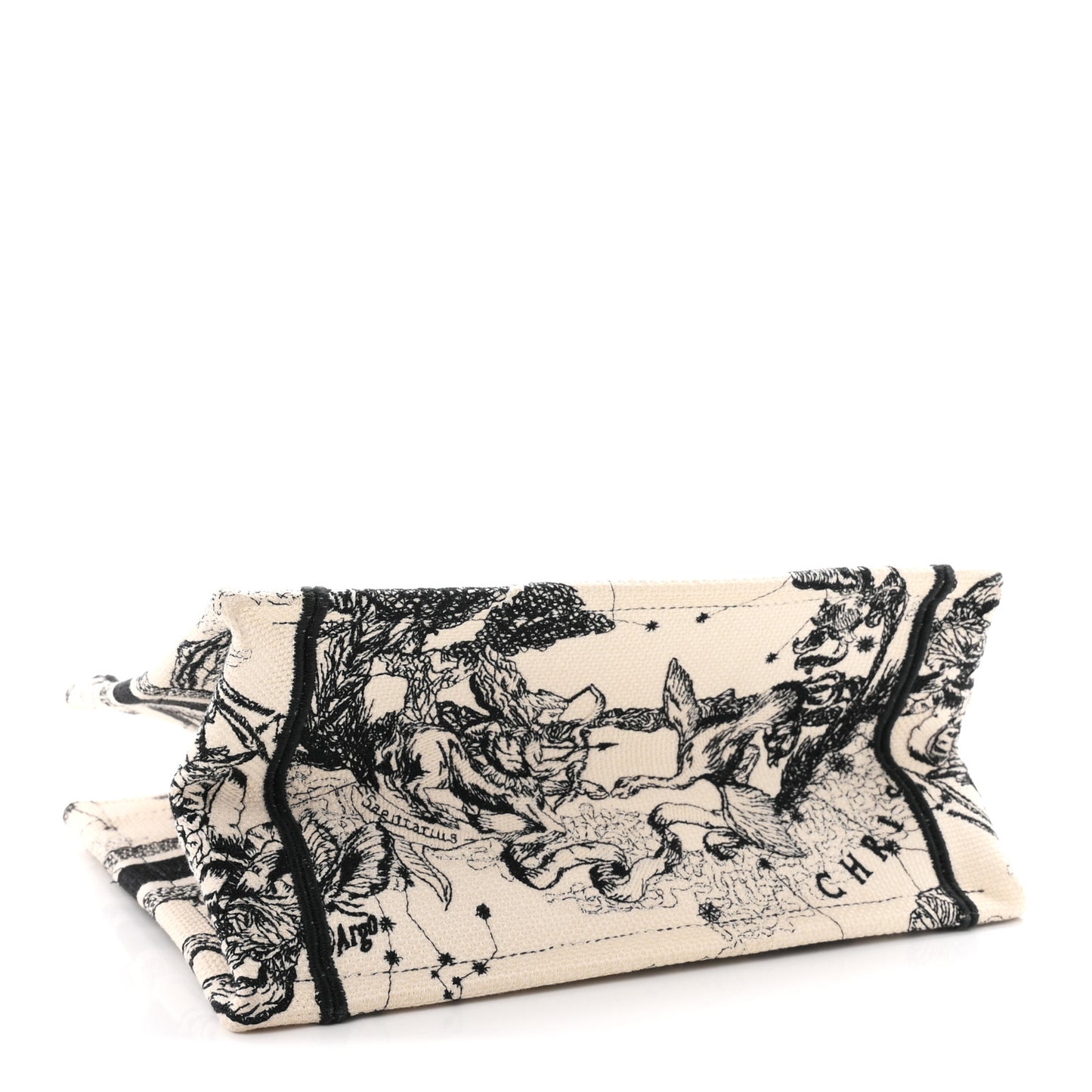 Canvas Embroidered Small Zodiac Toile De Jouy Book Tote Latte