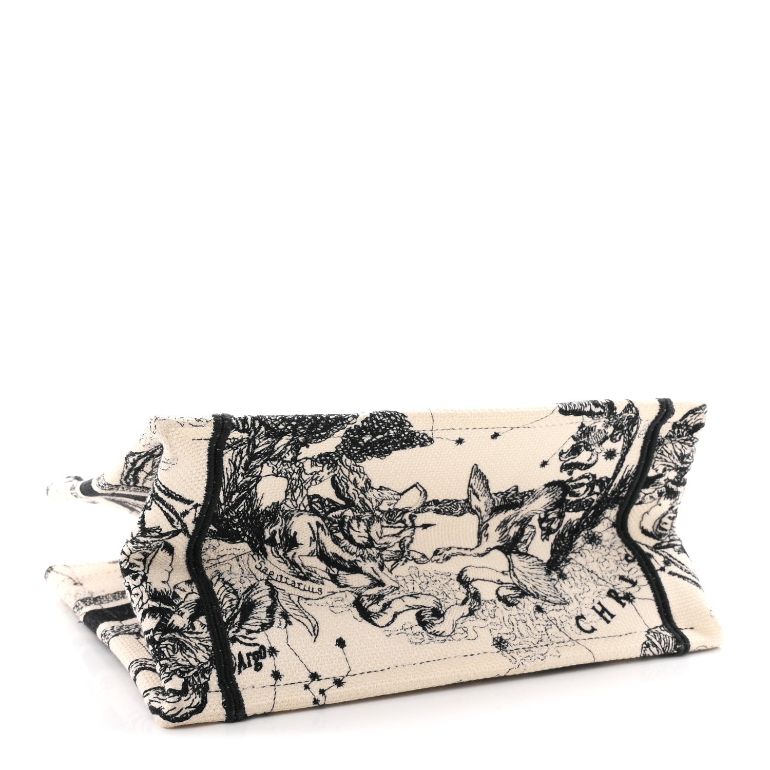Christian Dior Canvas Embroidered Small Zodiac Toile De Jouy Book Tote Latte 4 of 11