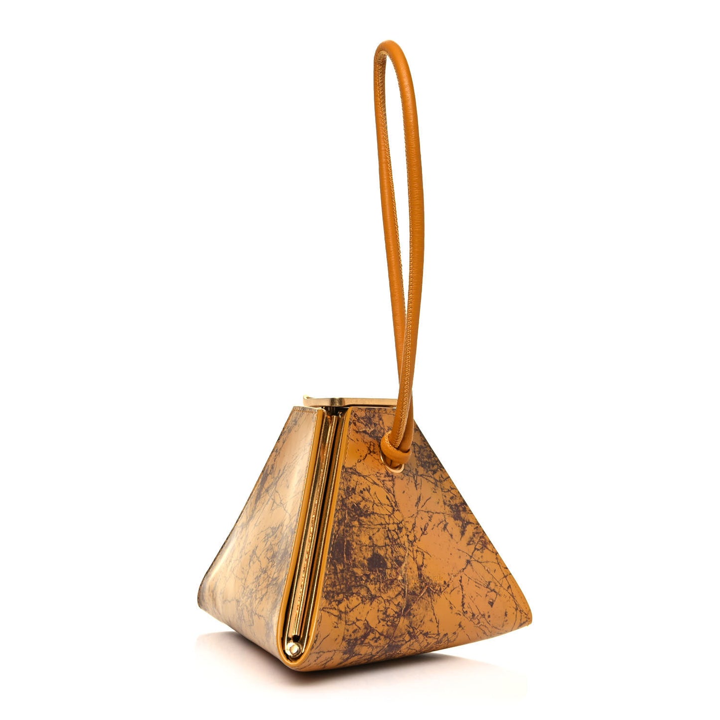 Spazzolato Calfskin Pyramid Bag Gold Marble