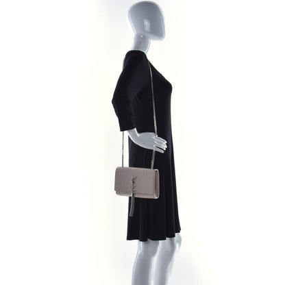 Saint Laurent Calfskin Crocodile Embossed Small Classic Monogram Kate Tassel Satchel Light Pink 2 of 14