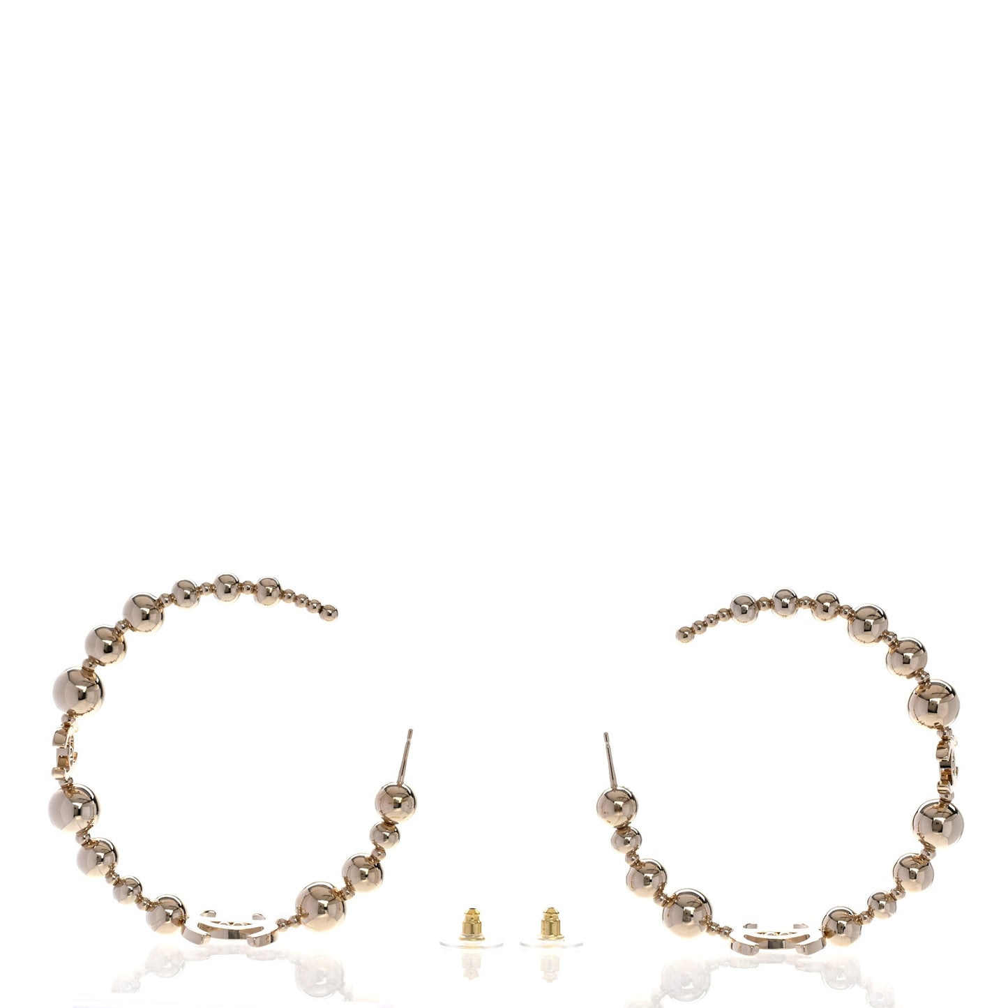 Metal Bead CC Hoop Earrings Gold