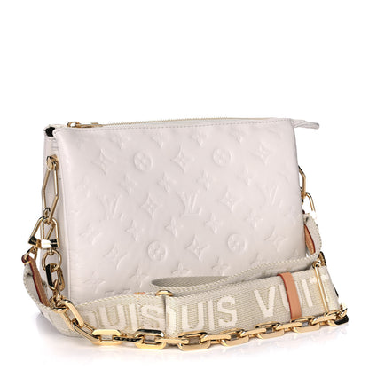 Louis Vuitton Lambskin Embossed Monogram Coussin PM Beige Cream 3 of 10