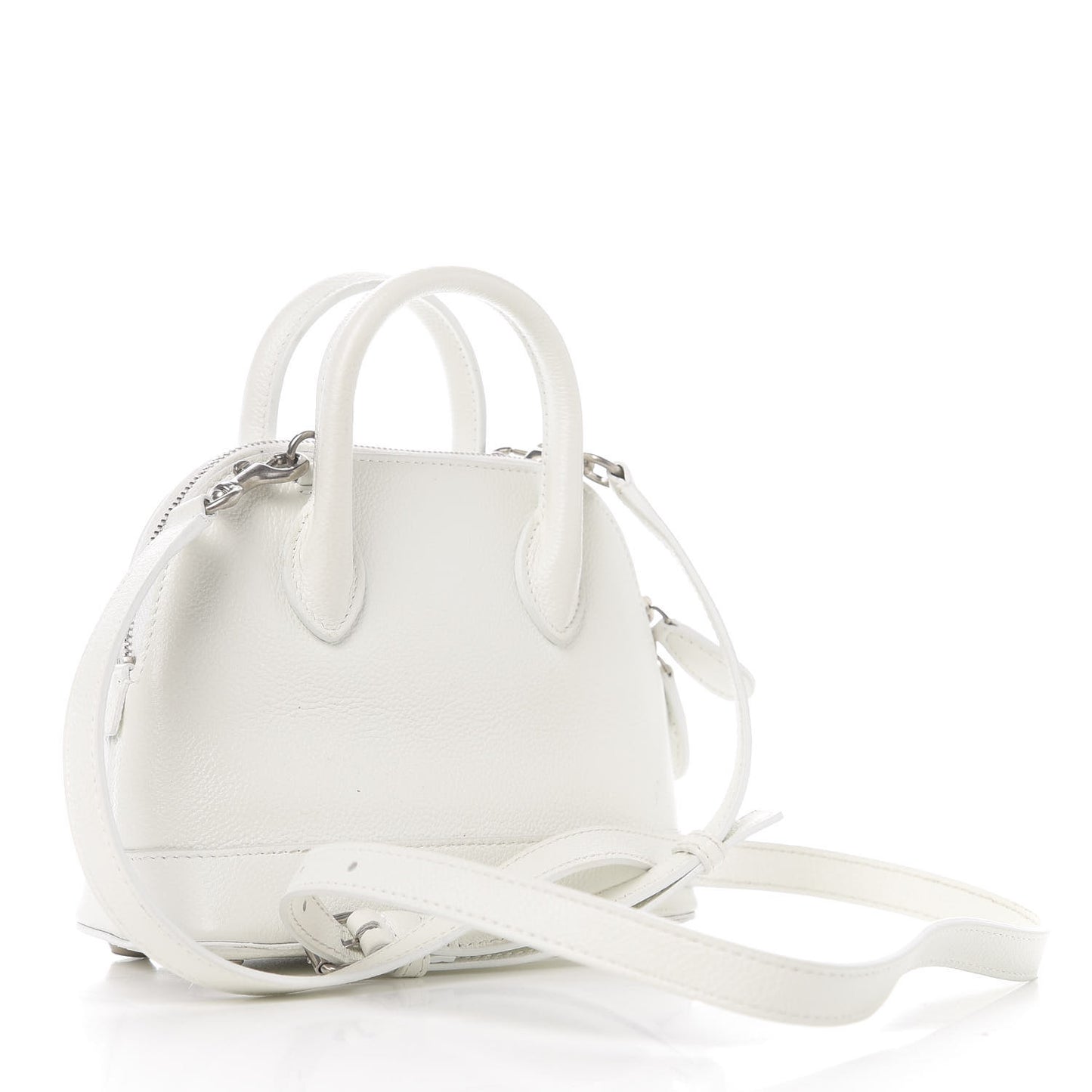 Grained Calfskin Logo XXS Ville Top Handle Bag White Fluo Pink