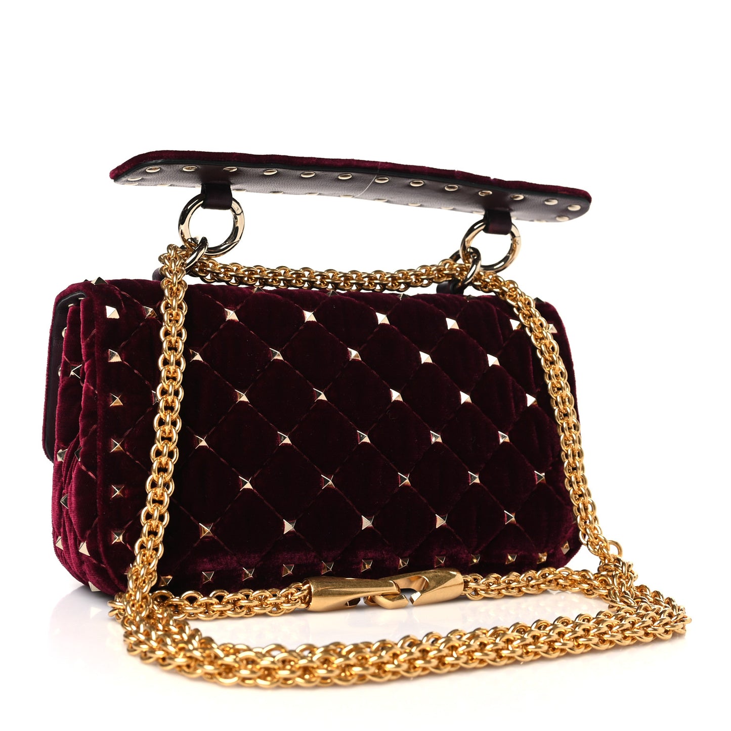 Velvet Small Rockstud Spike Shoulder Bag Rubino
