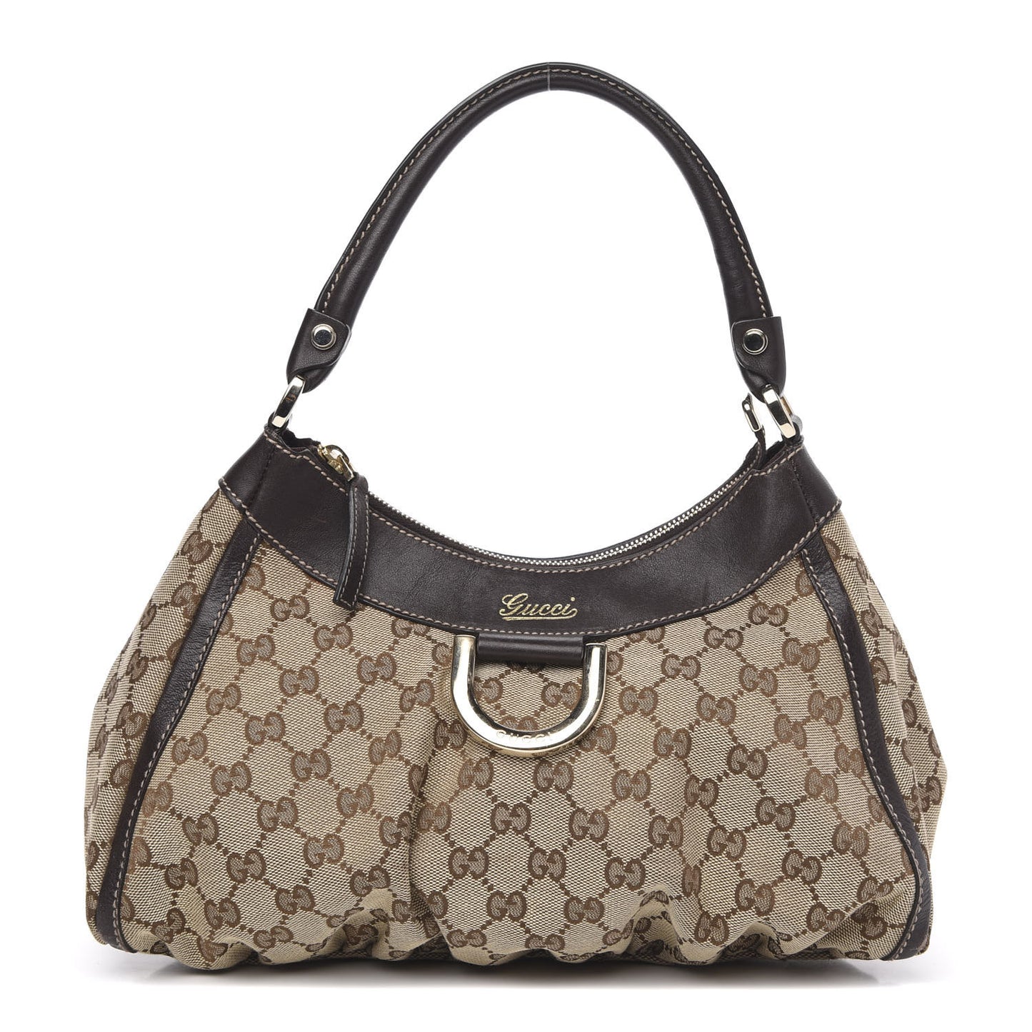 Monogram Medium D Gold Ring Hobo Dark Brown