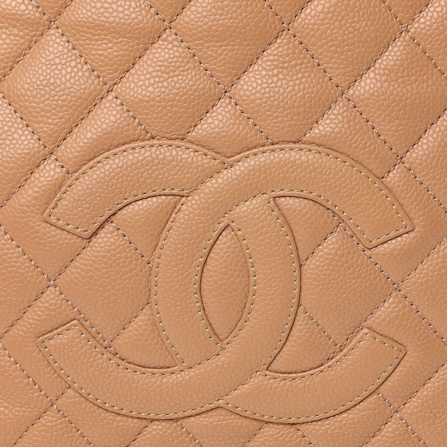 Caviar Quilted Petit Shopping Tote PST Dark Beige