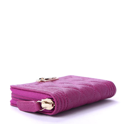 Chanel Caviar Quilted Boy Zip Around Coin Purse Wallet Fuchsia 4 of 8