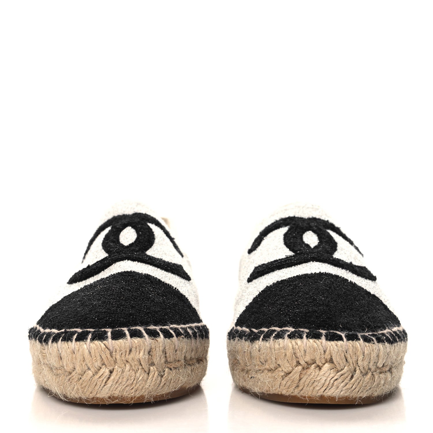 Chanel Terry Cloth CC Espadrilles 40 Silver Black 3 of 11