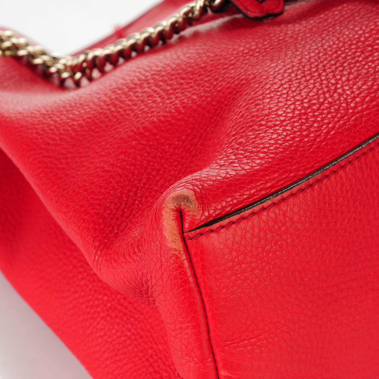Gucci Pebbled Calfskin Medium Soho Chain Shoulder Bag Tabasco Red 8 of 11