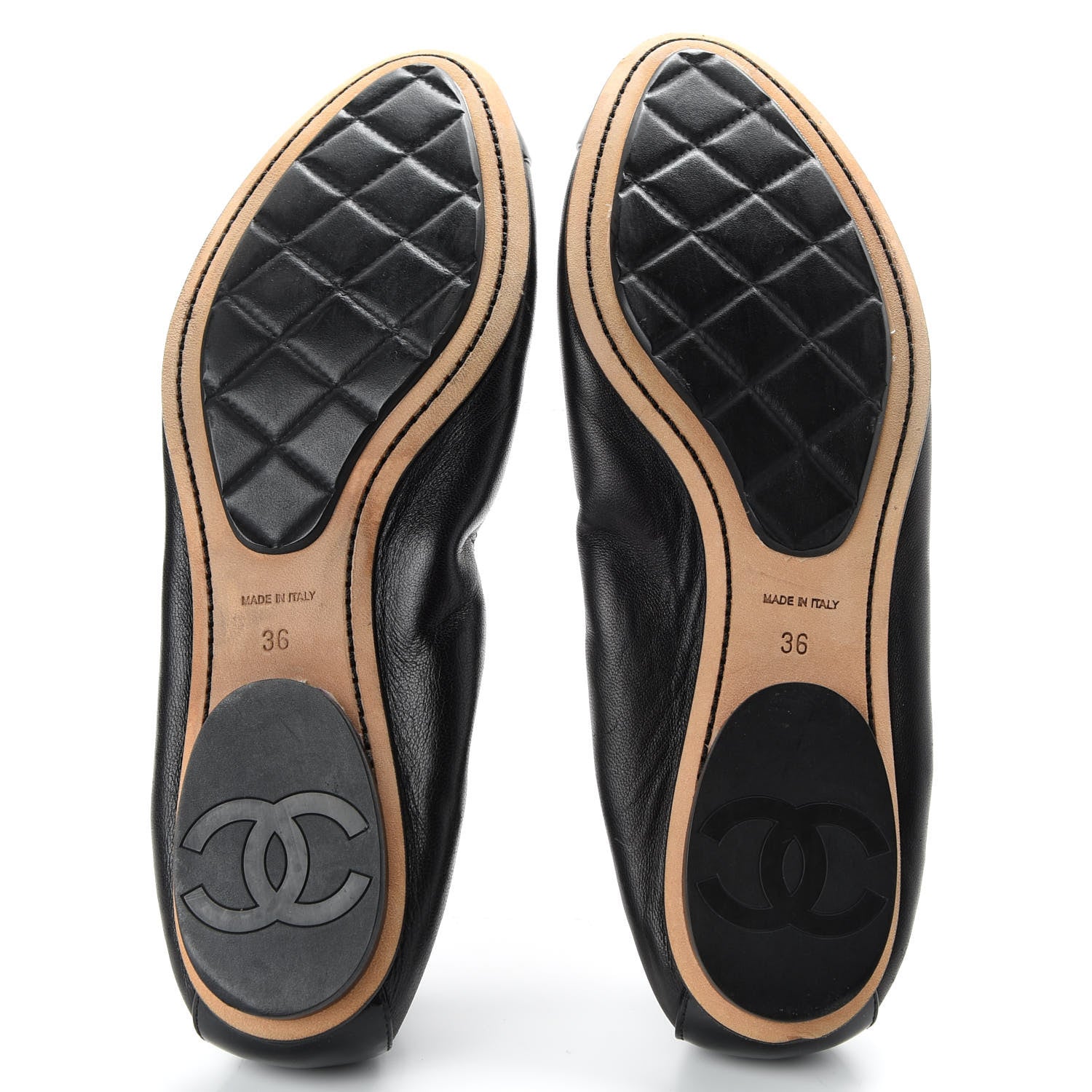 Chanel Lambskin Patent CC Elastic Cap Toe Ballerina Flats 36 Black 5 of 9