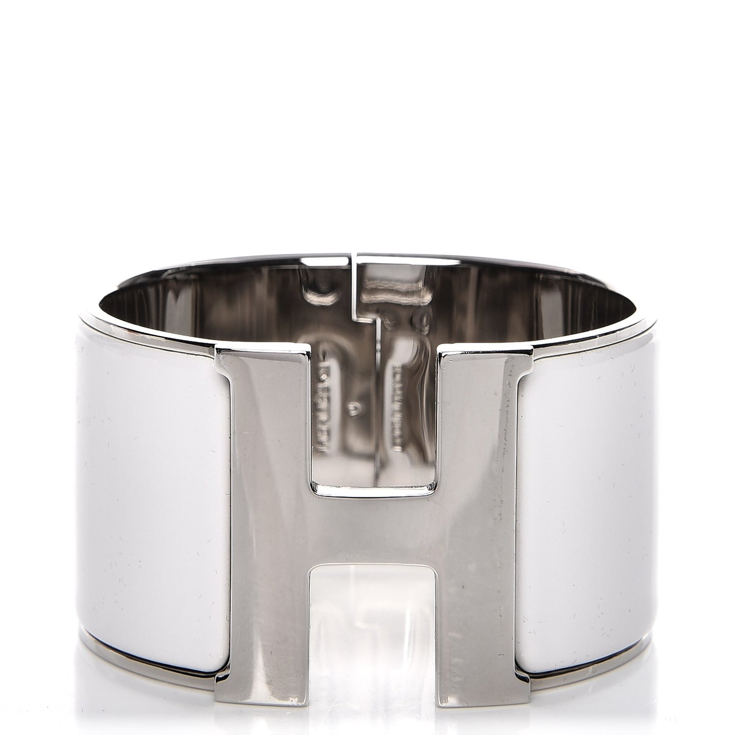 Enamel Extra Wide Clic Clac H Bracelet PM White
