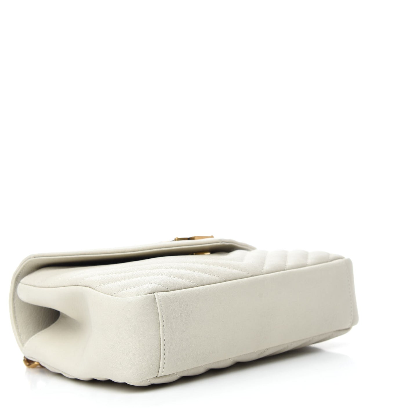 Sheepskin Matelasse Chevron Monogram Medium College Bag Crema Soft