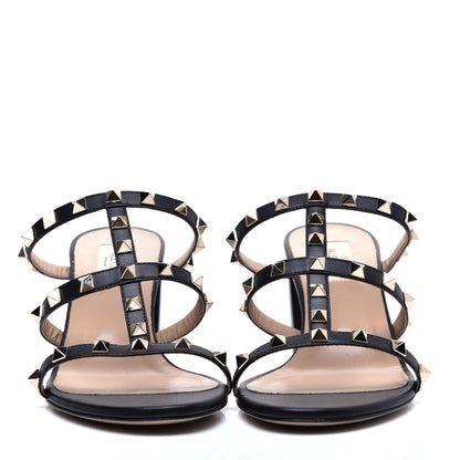 Valentino Garavani Calfskin Rockstud 60mm Caged Slide Sandals 40 Black 2 of 9