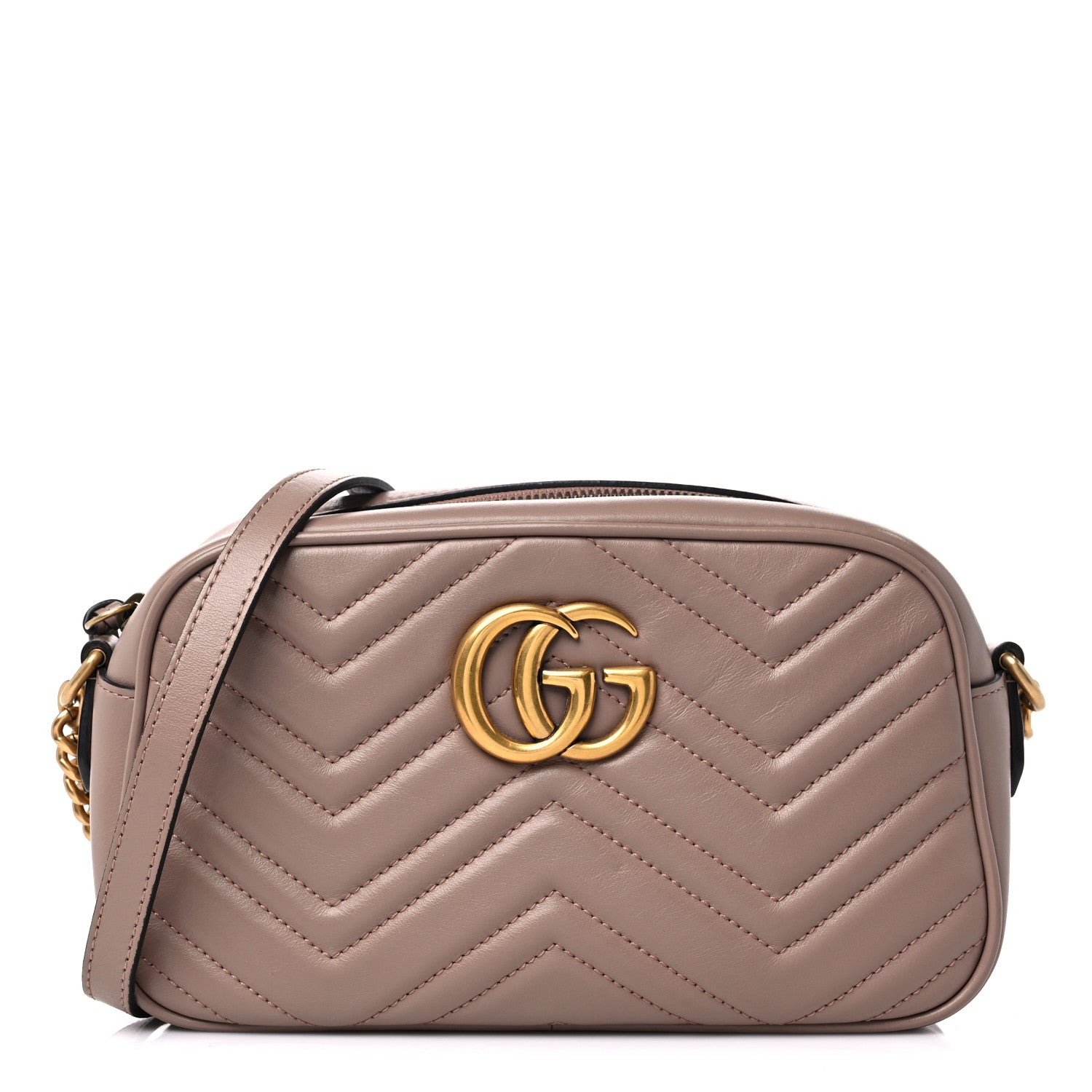 Gucci Calfskin Matelasse Small GG Marmont Chain Shoulder Bag Porcelain Rose 1 of 10