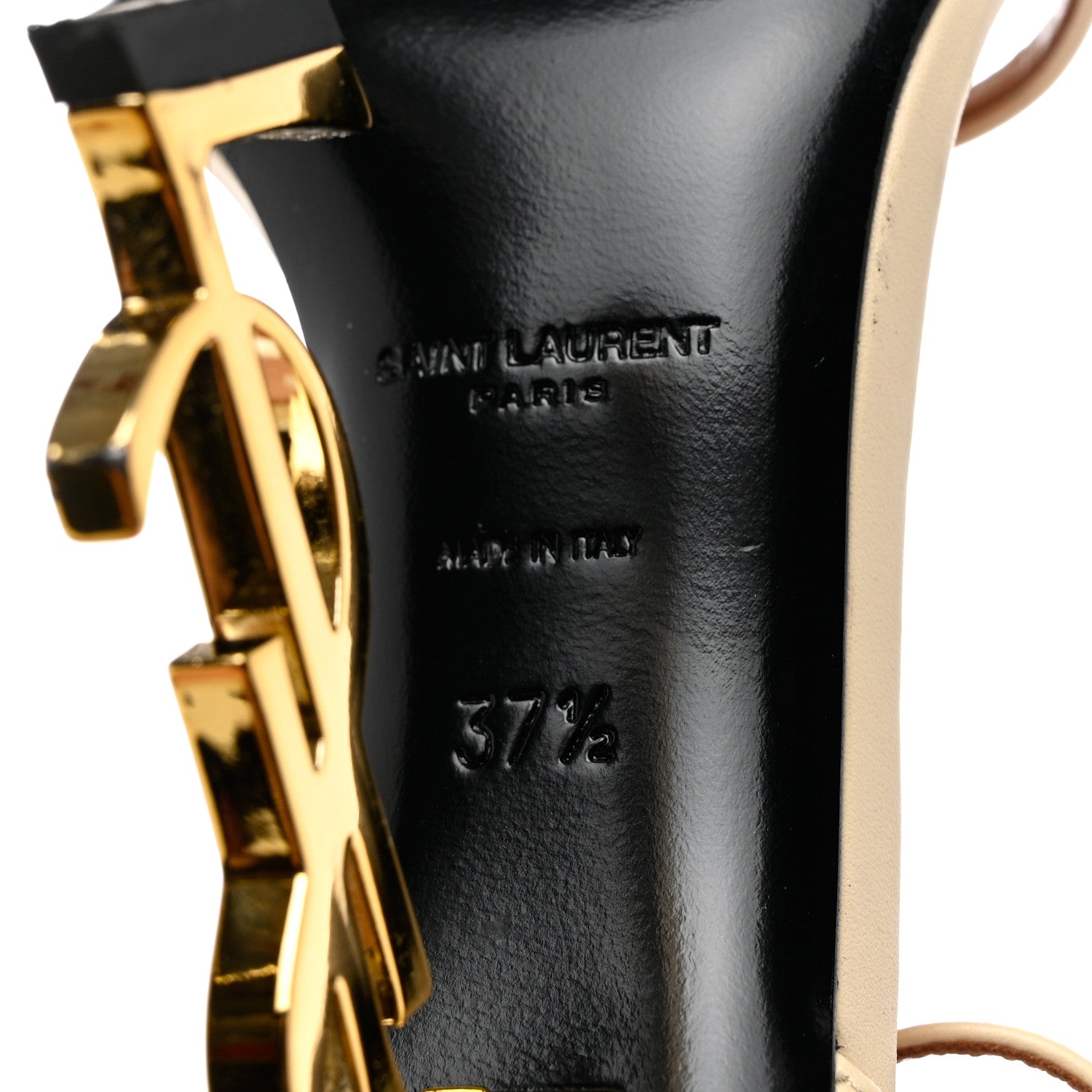 Saint Laurent Calfskin Opyum Sandals 37.5 Real Beige 8 of 11