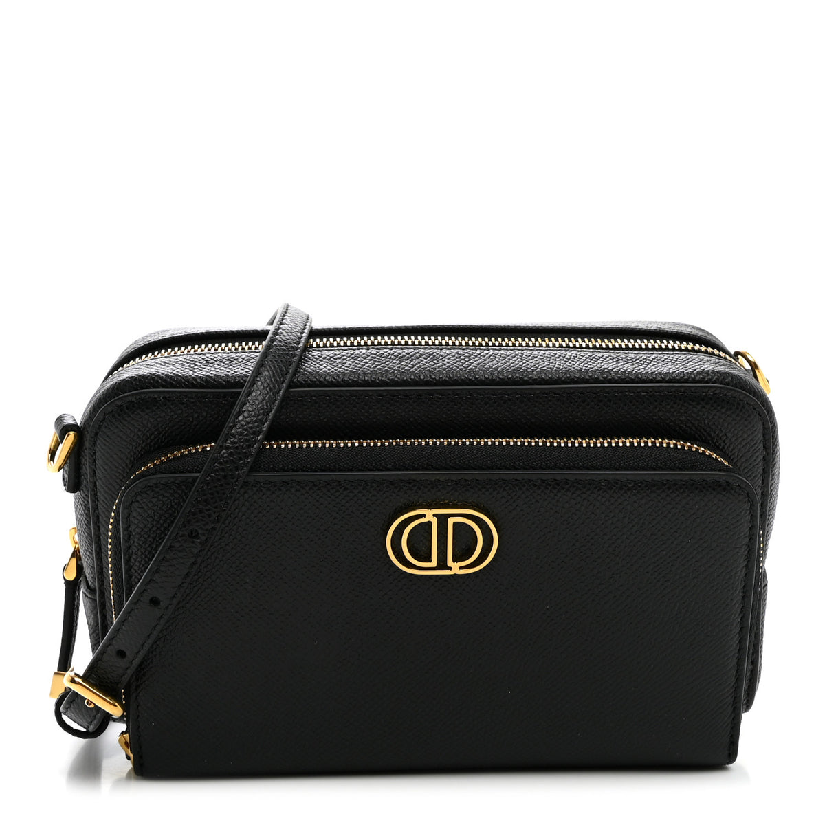 Christian Dior Grained Calfskin Caro Double Pouch Black 1 of 9