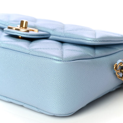 Chanel Iridescent Caviar Quilted Mini My Perfect Flap Light Blue 12 of 13