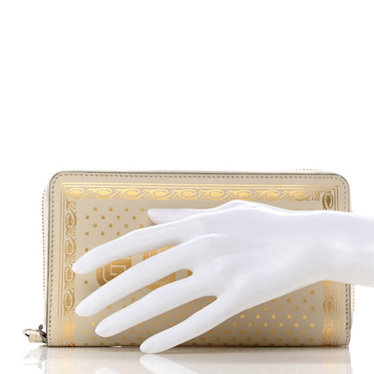 Gucci X SEGA Calfskin GUCCY Stars Zip Around Wallet Mystic White Gold 2 of 10