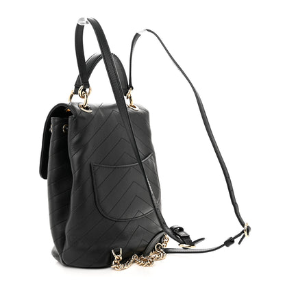 Chanel Grained Calfskin Chevron Stitched Backpack Black 3 of 10