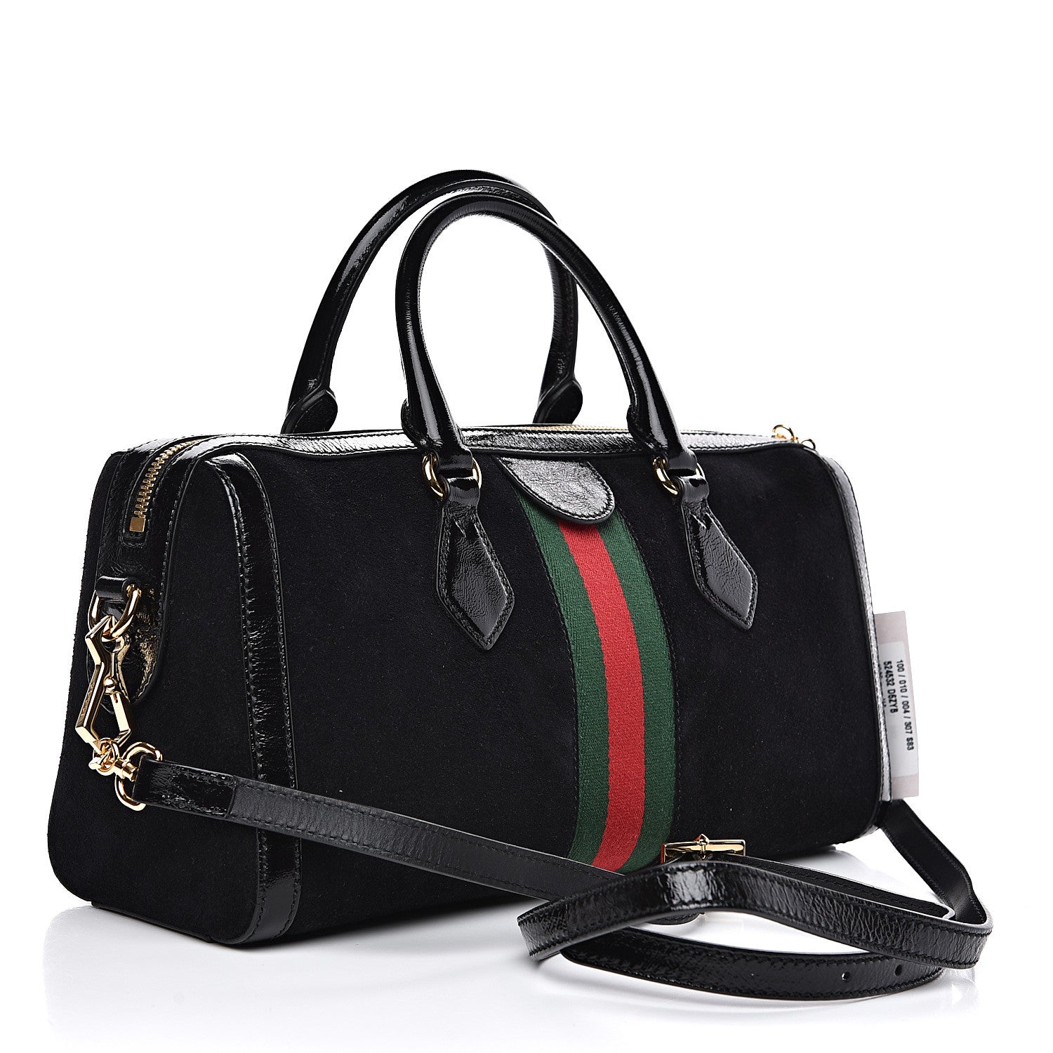 Gucci Suede Patent GG Web Medium Ophidia Boston Black 3 of 11