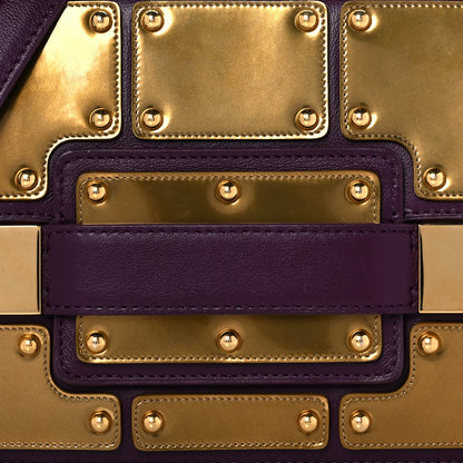 Delvaux Calfskin Mini Iron Shield Madame Crossbody Prune Antique Gold 8 of 11