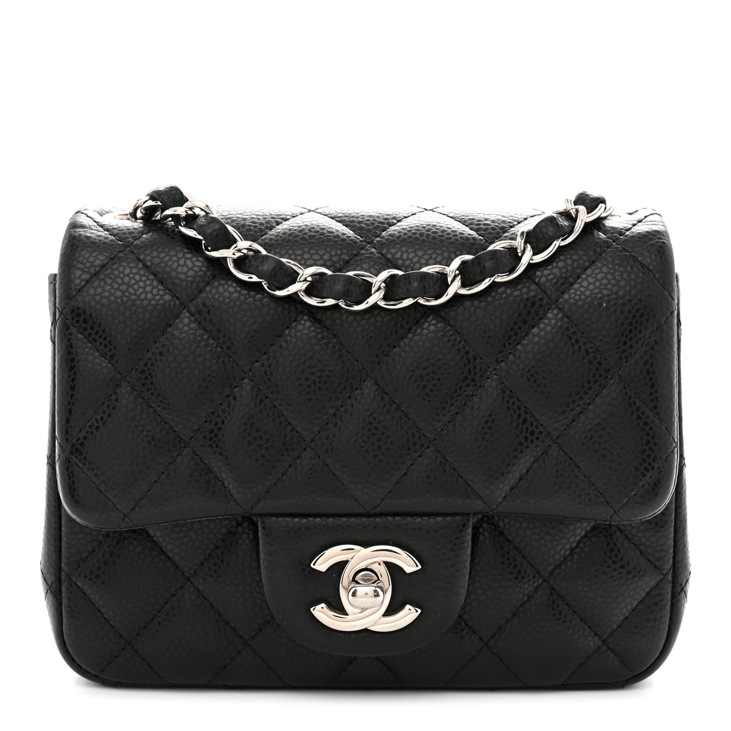Caviar Quilted Mini Square Flap Black