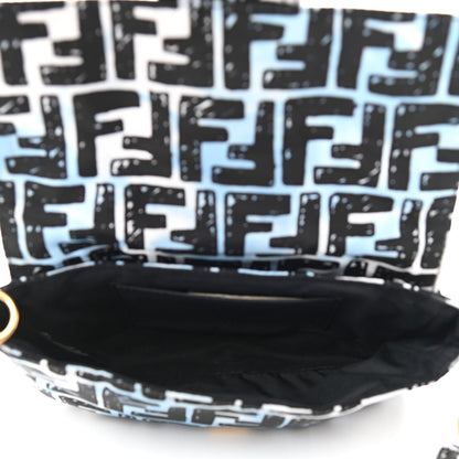 Fendi X JOSHUA VIDES Nylon FF Cloudy Mini Belt Baguette Bag White Celeste Black 5 of 10