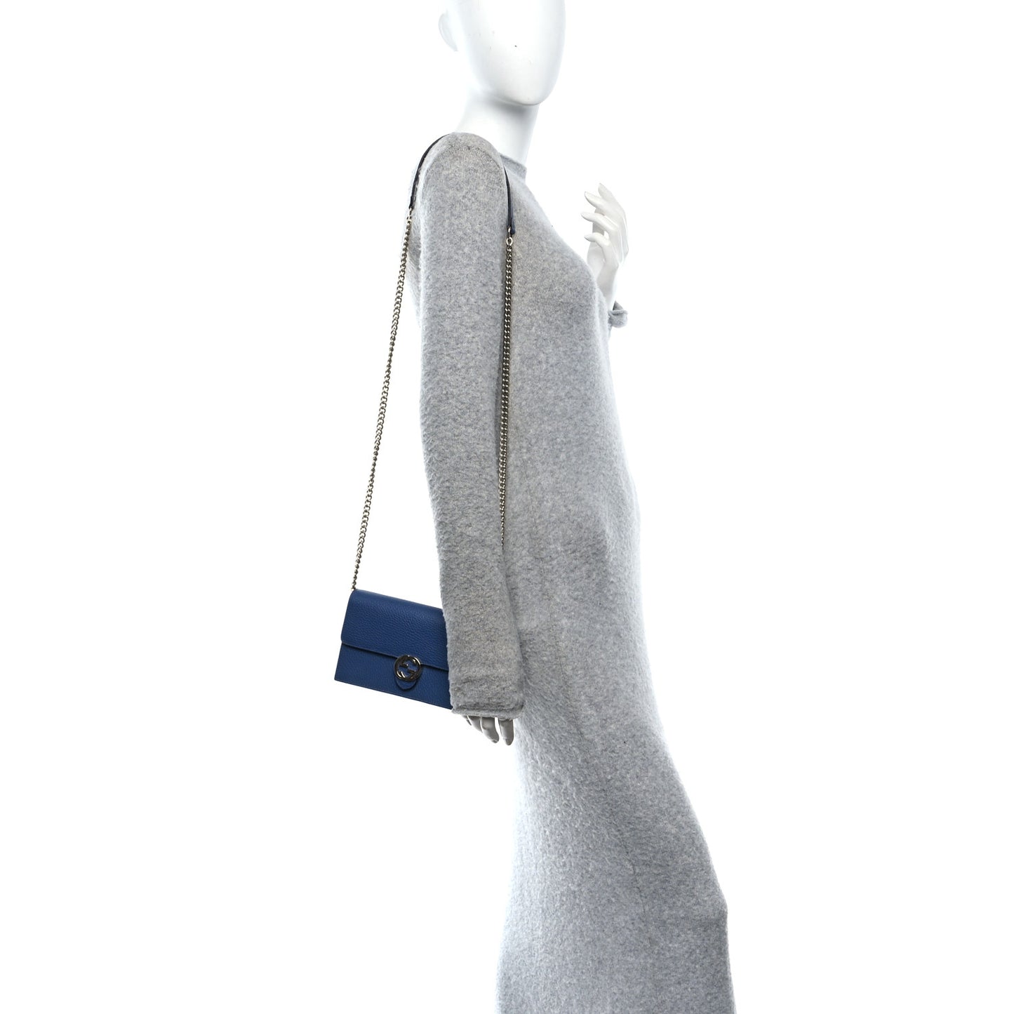Dollar Calfskin Interlocking G Chain Wallet Caspian