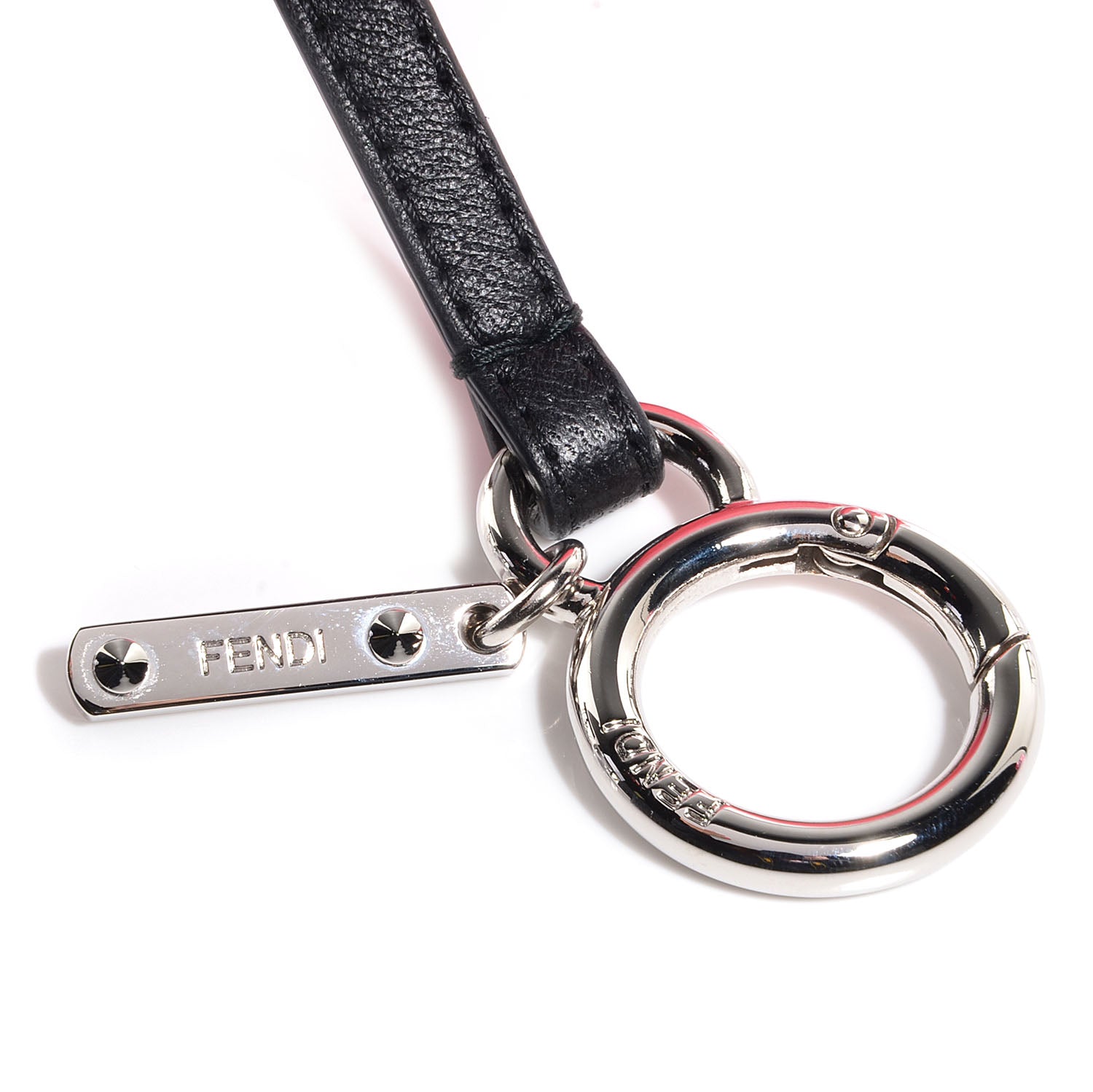 Fendi Fox Mink Goat Fur Nappa Karlito Bag Charm Black White Rosa 3 of 4