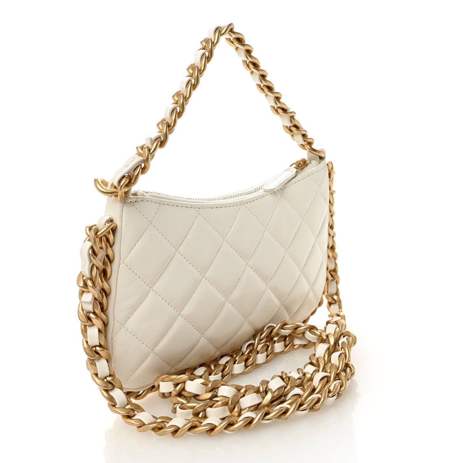 Chanel Lambskin Quilted Chain Around Top Handle Mini Bag White 3 of 10