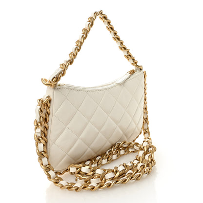 Chanel Lambskin Quilted Chain Around Top Handle Mini Bag White 3 of 10
