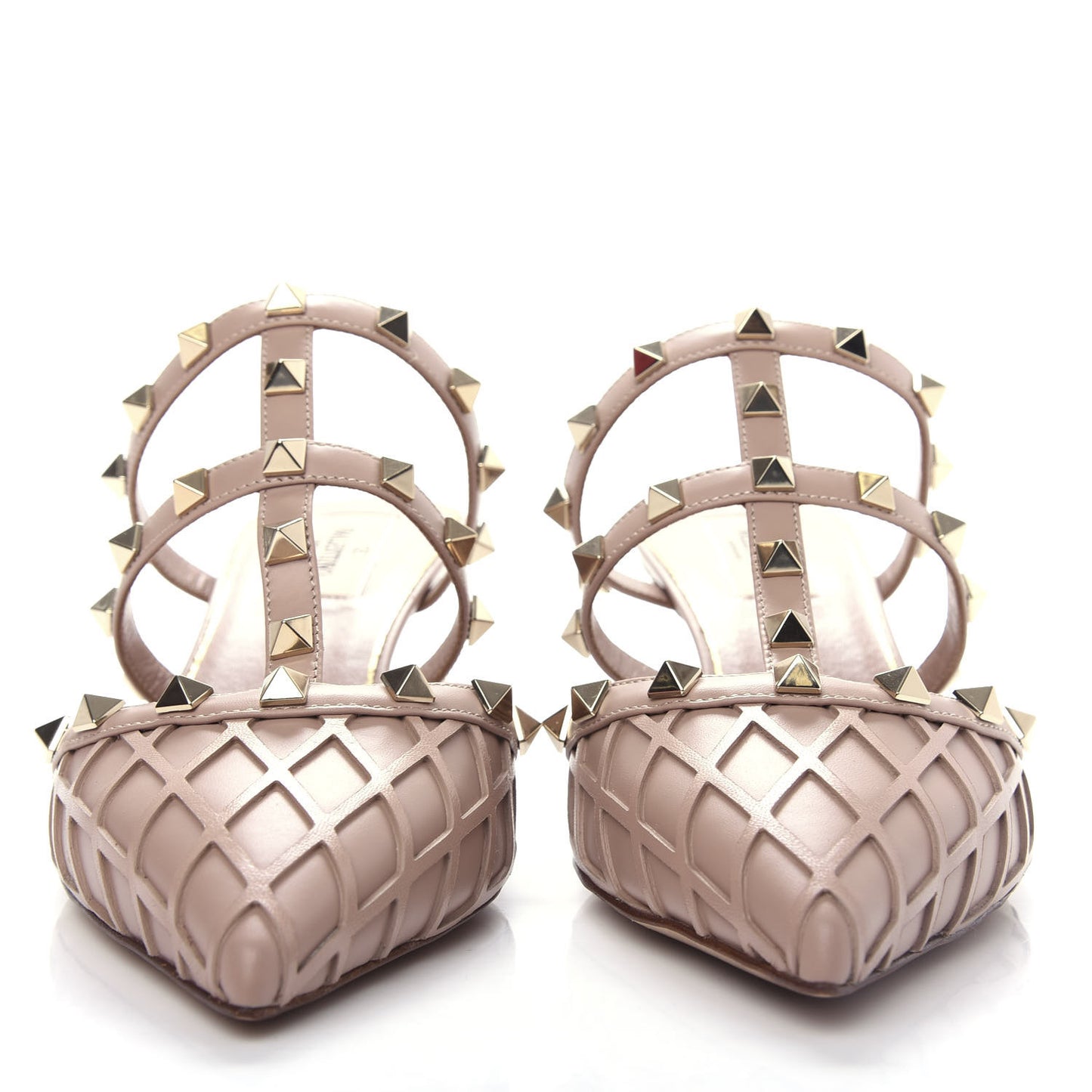 Calfskin Boudoir Rockstud 50mm Cage Mules 38 Rose Cannelle