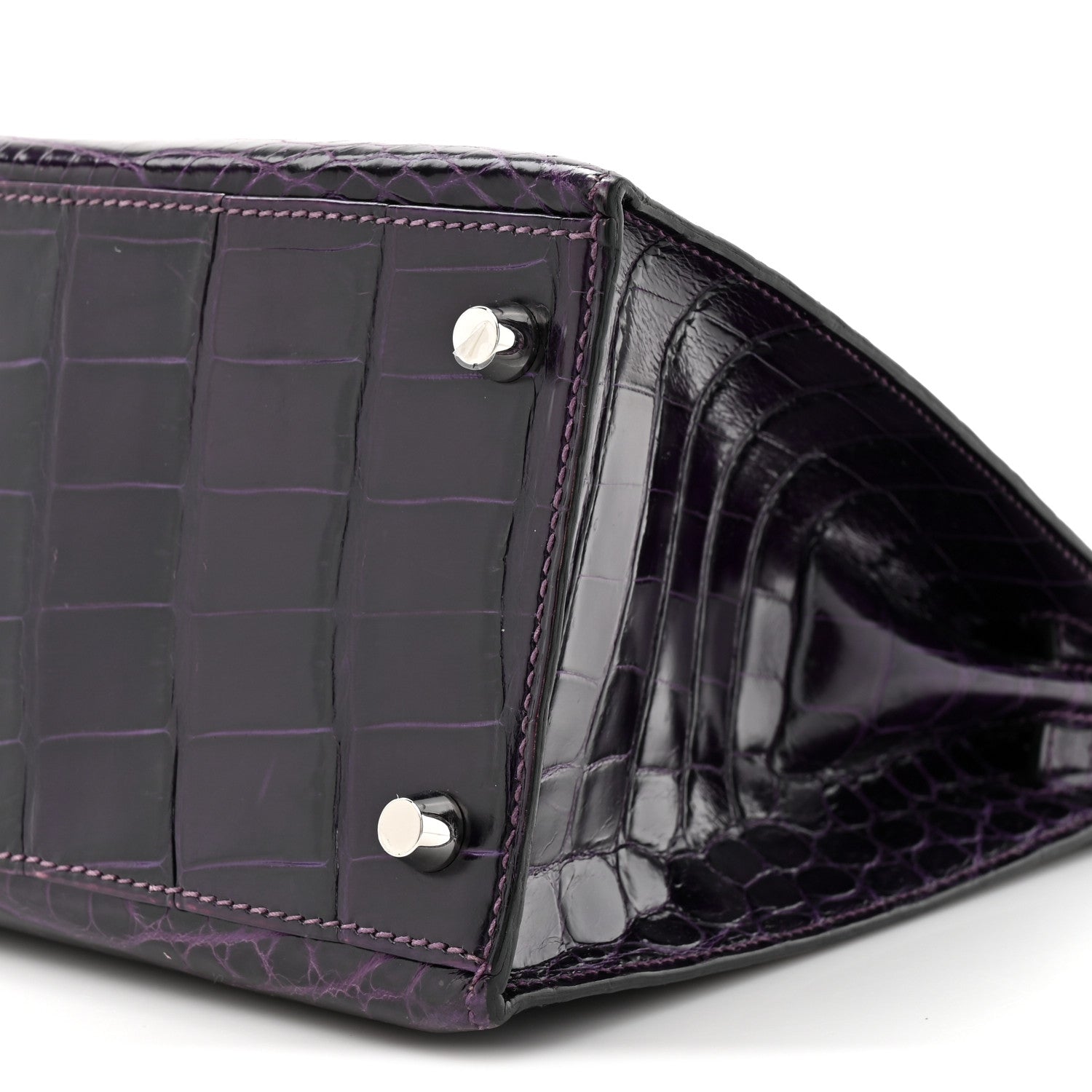 Hermes Shiny Niloticus Crocodile Kelly Sellier 28 Amethyst 17 of 23