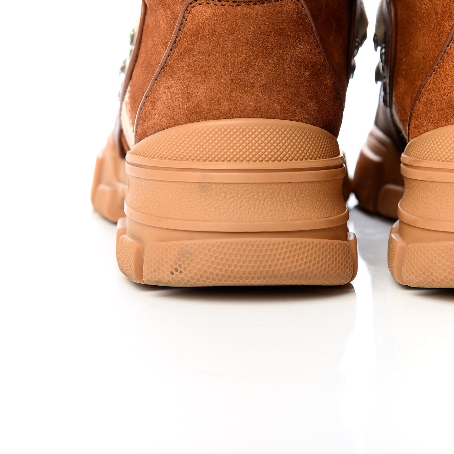 X SEGA Suede Calfskin GG Monogram Womens Flashtrek High-Top Sneakers 39 New Cuir Beige Ruggine