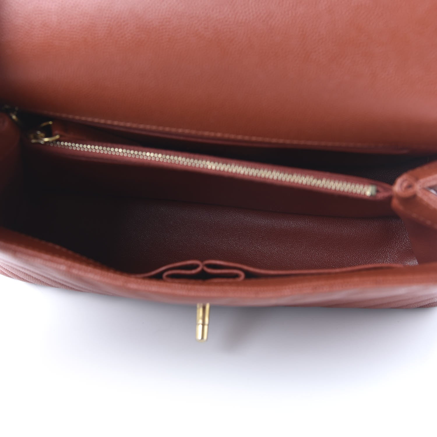 Chanel Caviar Lizard Chevron Quilted Small Coco Handle Flap Dark Orange 5 of 11