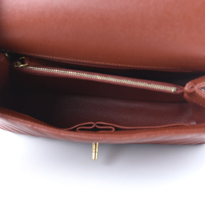 Chanel Caviar Lizard Chevron Quilted Small Coco Handle Flap Dark Orange 5 of 11