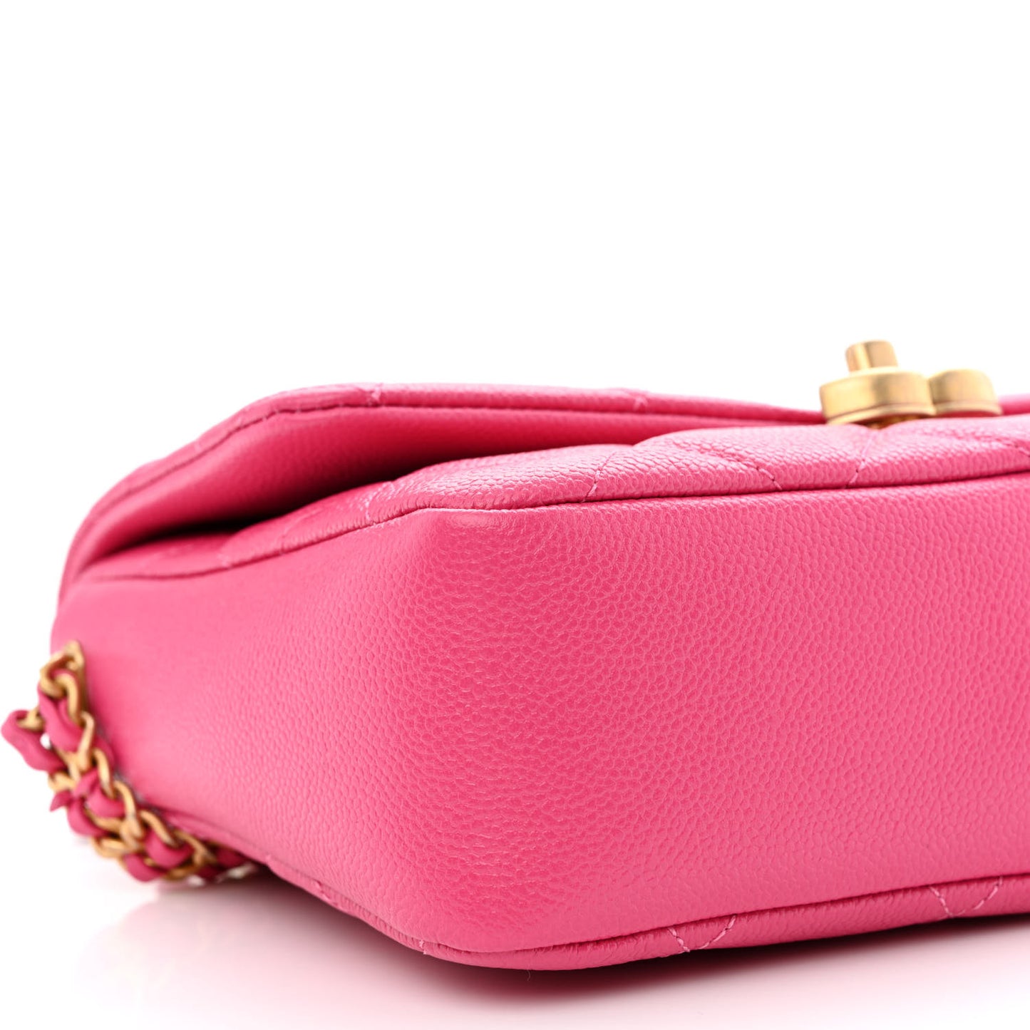 Shiny Caviar Quilted Small Chain Melody Flap Dark Pink