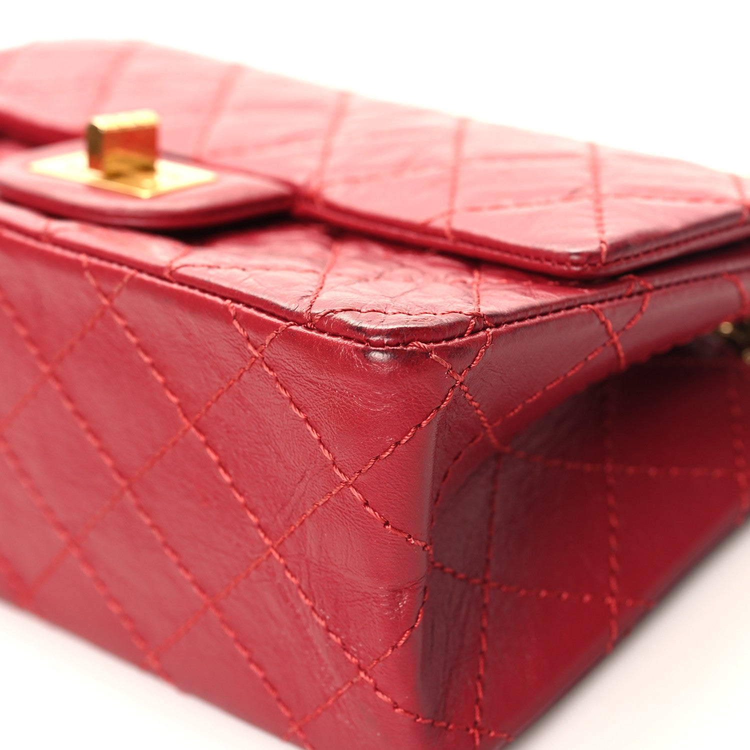 Chanel Aged Calfskin Quilted 2.55 Reissue Mini Flap Red 10 of 13
