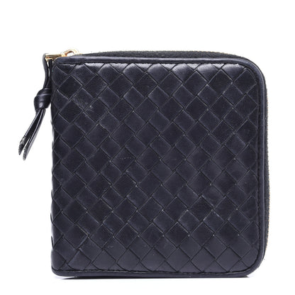 Bottega Veneta Nappa Intrecciato Zip Around Compact Wallet Black 1 of 12