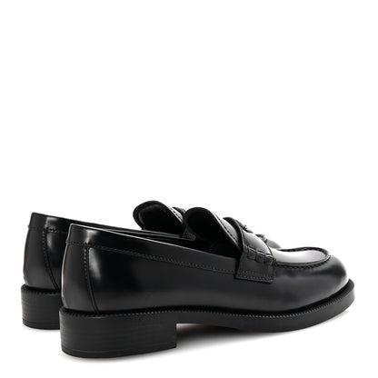 Prada Spazzolato Metal Triangle Logo Loafers 36 Black 5 of 10