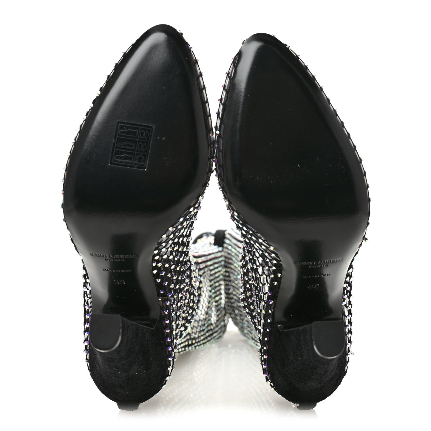 Mesh Crystal 68 Knee High Boots 39 Black