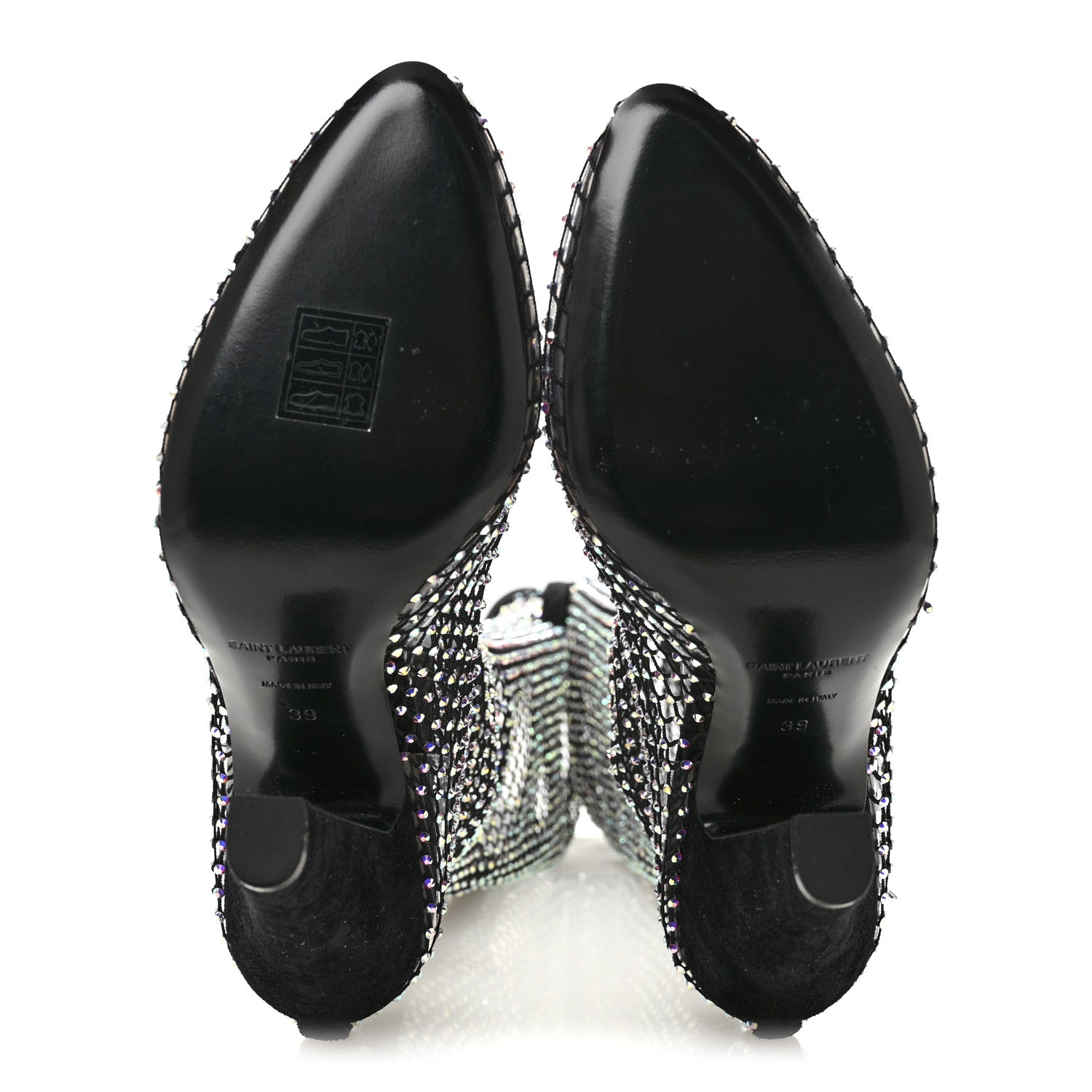Saint Laurent Mesh Crystal 68 Knee High Boots 39 Black 5 of 8