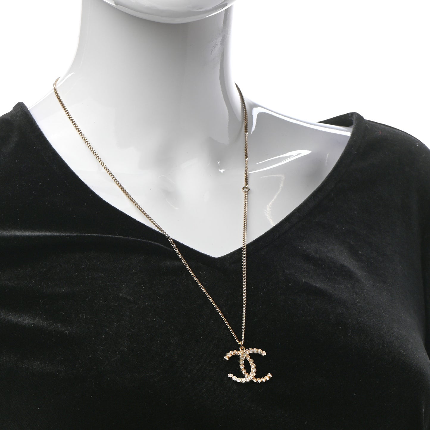 Crystal CC Pendant Necklace Gold