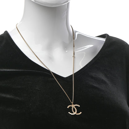 Chanel Crystal CC Pendant Necklace Gold 2 of 4
