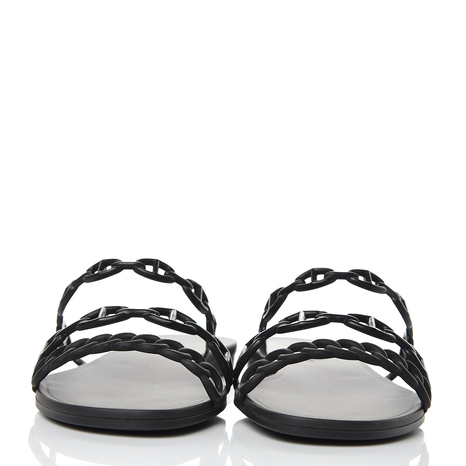 Hermes Rubber Chaine d'Ancre Rivage Sandals 39 Black 2 of 7