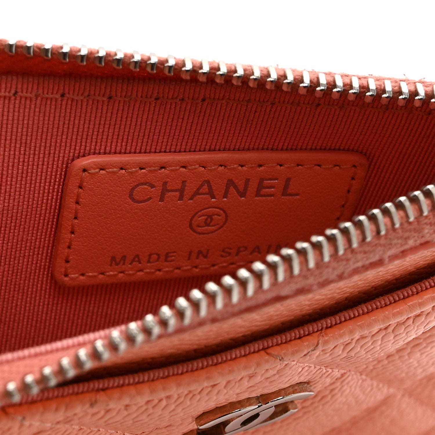 Chanel Caviar Quilted CC Zip Card Holder Pink 6 of 10